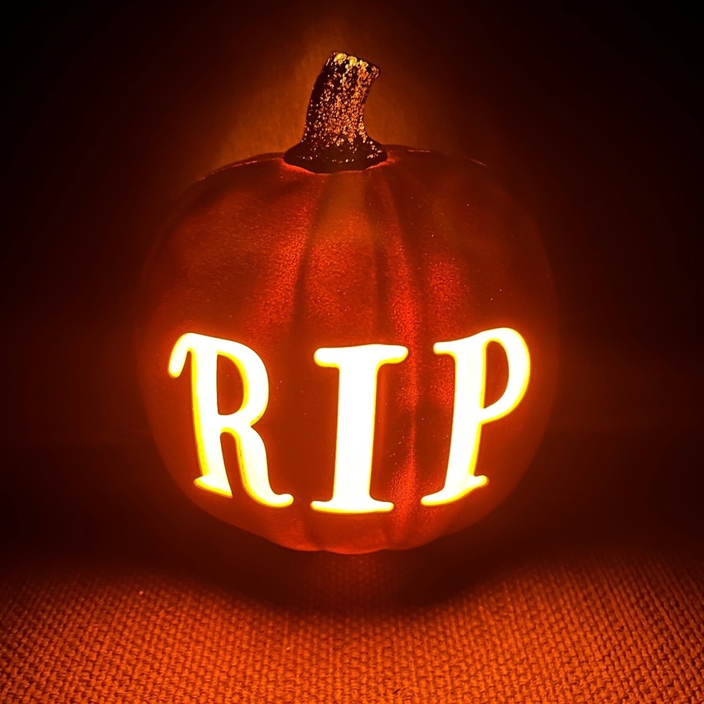 Halloween RIP Jack-O-Lantern Orange Lighted Pumpkin Decor 9 Inch